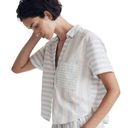 Madewell  Y-Neck Button-Up Shirt in Mixed Stripe size Small Photo 0