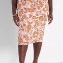 Lane Bryant  Pink Brown Floral Midi Skirt Pull On Poplin Lined Pleated Size 22 Photo 0