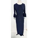 Betsy and Adam  Women's Flounce Sleeve Full-Length Pencil Maxi Dress Navy Size 4 Photo 15