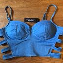 denim Cut Out Sides bustier Top Size M Blue Size M Photo 4