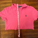 Polo  Ralph Lauren Preppy Pink Collar Skinny Fit Logo Crop Top Small Petite Photo 4