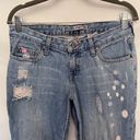 Mudd  Wide Leg Low Rise Distressed Jeans Size 3 Style 4CBL78 Raw Hem Bleached Y2L Photo 1