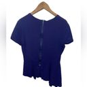 BCBG Max Azria Harlee Peplum Asymmetrical Top Blue Purple Size Large Photo 3