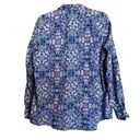 kim rogers  Top Womens 1X Multicolor Paisley Boho Cotton Button Up Shirt Blouse Photo 5