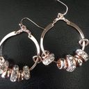 Nicole Miller  rose gold Hoops w Rotating Pave Ring Photo 0