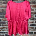 Torrid  Magenta Red Lily Shiny Gauze V-Neck Babydoll Surplice Top Women's 2/2X Photo 5