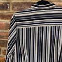 East 5th East Fifth Black Brown Tan Striped Button Down Shirt Women's Size Large Petite Photo 2