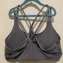 Fabletics  metallic gray padded woman sport bra size LARGE criss cross back Photo 2