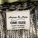 a.n.a  & Ava Black White Textured Knit Cotton Open Face One Size Wrap Sweater Top Photo 4