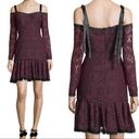 Alexis  Sophia Dress Burgundy Lace tie strap large midi long sleeve purple Photo 1