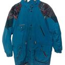 80s Vintage Womens Coat Jacket XL Teal Retro Artsy Gorpcore Colorful Multicolor Photo 0