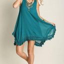 Umgee  Womens Dress Sz XL Jade Fringe Sleepless Night Crinkle Sleeveless NEW Photo 0