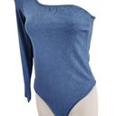 Klassy Network  One Shoulder Brami Bodysuit Blue Top Built in Bra Size Medium Photo 3