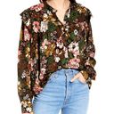 Treasure & Bond  Floral Print Flower Ruffle Frill Trim Button Long Sleeve Shirt Photo 0