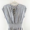 Rails  Ashlyn Rio Striped Cap Sleeve Smocked Tie Neck Midi Dress Blue White XS Photo 4