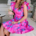 Tuckernuck  Dress XS Pink Blue Floral Cameron Eubanks Azalea Linen Preppy Wedding Photo 0