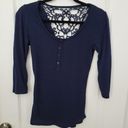 Almost Famous  shirt navy blue size S small. Lace detail on back Photo 0