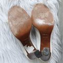 Fendi  Ivory Perforated Leather Buckle Peep Toe Wooden High Heels Photo 14