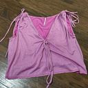 Free People wanna dance convertible Metallic pink purple shoulder tie sleeveless top Photo 1