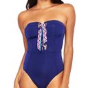 Trina Turk New.  navy bandeau lace front swimsuit. Size 4. Retails $149 Photo 0