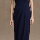 BHLDN Anthropologie Lyra Faux Wrap Crepe Midi Dress in Midnight Navy Blue Photo 0