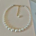 American Vintage Vintage “Ligeia” Ivory Wire Pearl Choker Structured Gold Classic Femme Bridal Photo 4