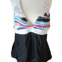 OP  White Black Padded Triangle Tropical Bikini Top Size XL 15-17 Photo 0