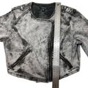 Bebe  Acid Washed Cropped Denim Moto Jacket Photo 8