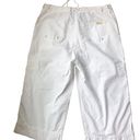 Ralph Lauren Lauren  100% Cotton Wide Leg Cargo Pedal Pusher/Capri White Pant 12P Photo 2