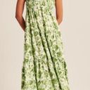 Abercrombie & Fitch  Ruffle Sleeve Poplin Midaxi Dress Green Floral Small New Photo 1