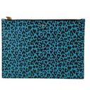 Saint Laurent  Teal Leopard Print Pouch Photo 0