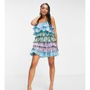 ASOS Collective the Label exclusive tiered mini dress in pastel mix | . US size 8 Photo 1