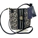 Tommy Hilfiger NEW  CROSSBODY HANDBAG Black Tan Jacquard Faux Leather Logo Purse Photo 0