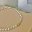 American Vintage Vintage “Sappho” White Pearl Marquis Necklace Gold Tone Fishhook Classic Femme Photo 4