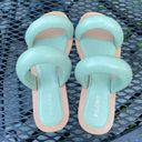 Pilcro Anthropologie NWOT  Mint Pistachio Double Puff Strap Flat Slide Sandal Women's US 8 SlipOn Puffy band padded Photo 3