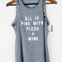 Grayson Threads All Is‎ Fine With Pizza and Wine Gray Graphic Tank Medium Photo 3