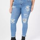 Lane Bryant  Signature Fit Boyfriend Jean - Plaid Backed Destruction NWT SIZE 28 Photo 2