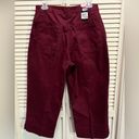 Bill Blass Bill Bass Burgundy Denim Capris Wide Leg High Rise Size 10 NWT Photo 4