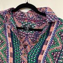 Anthropologie  Maeve Casablanca Silk Button up long sleeve printed shirt dress Photo 2