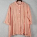 Bryn Walker  Womens Top Size M Peach Linen Button Up Asymmetric Oversized Tunic Photo 4