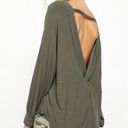 Free People Shimmy Shake Top XS Low Open Back Army Green Slouchy Dolman Boho Photo 0