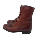 Justin  Kiltie Tassle Brown Leather Western Roper Boots Womens Size 6.5 B Lace Up Photo 4