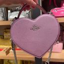 Coach Heart Crossbody Bag in Metalic Crossgrain Leather Lilac CP020 Photo 8