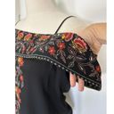 Socialite  paisley off shoulder top spaghetti strap floral black red blouse sz S Photo 2