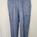 Jones New York  Linen Blend Casual Lightweight Blue Capri Cropped Ankle Pants Photo 0