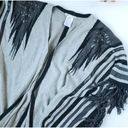 Alberto Makali NWT  Gray & Black Fringed Open Shawl Sweater Women's Size Large Photo 5