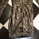 Dress the Population Lolita Sequin Mini Dress Metallic Gold Leopard Print size L Photo 11