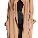 Splendid tan drape collar long trench coat ties at sleeve size small no belt Photo 7