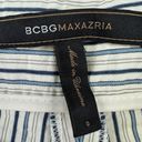 BCBG Maxazria Blue Striped Low Rise Shorts Size 0 Pleated Front Cuffed Photo 1