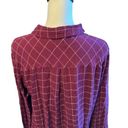 Harper  Lace Up Grid Print Blouse Sz L Photo 4